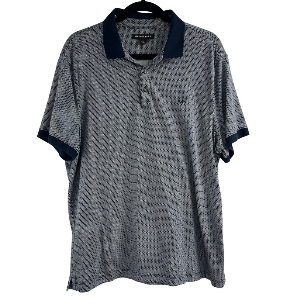 Michael Kors Golf Navy & White Pattern Polo Shirt Men's XL Athleisure Activewear